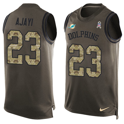 Men's Limited Jay Ajayi Nike Jersey Green - #23 Salute to Service Tank Top NFL Miami Dolphins